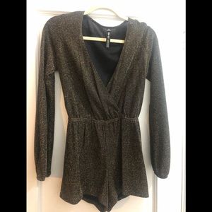 Design Lab long sleeve gold shimmer romper